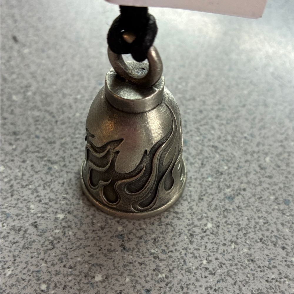Silver Flame Design Motorcycle Bell Ornament